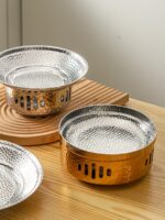 스테인리스 스틸 해머 패턴 얕은 수프 스토브 상업용 알코올 스토브 건조 냄비 냄비 크리에이티브 황소개구리 냄비 매운 냄비 단열 스토브 - 이미지 2