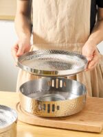 스테인리스 스틸 해머 패턴 얕은 수프 스토브 상업용 알코올 스토브 건조 냄비 냄비 크리에이티브 황소개구리 냄비 매운 냄비 단열 스토브 - 이미지 3