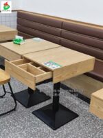 상업용 식탁 케이터링 간식 패스트푸드 국수 호텔 레스토랑 서랍 테이블 멍즈위안 쌀국수 레스토랑 테이블과 의자 조합 - 이미지 3