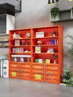 레트로 산업 스타일 숍 모델 캐비닛 샘플 보관 용기 와인 캐비닛 제품 디스플레이 벽 선반 디스플레이 랙 - 이미지 3