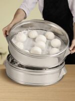 상업용 딥 하이 라운드 304 두꺼운 냄비 케이지 대용량 가정용 시골 나무 난로 스테인리스 스틸 찜통 - 이미지 5