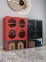 노르딕 라이트 럭셔리 다이닝 사이드보드 와인 캐비닛 유리문 디스플레이 캐비닛 거실 주방 벽면 계층형 수납 캐비닛 사물함