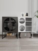 노르딕 라이트 럭셔리 다이닝 사이드보드 와인 캐비닛 유리문 디스플레이 캐비닛 거실 주방 벽면 계층형 수납 캐비닛 사물함 - 이미지 2