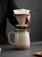 세라믹 커피포트 필터 스톤웨어 가마 교체 V60 드립 핸드 브루잉 포트 공유 포트 세트 커피 필터 컵 미국 스타일