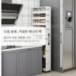 책장 책꽂이 이동식 랙 캐비닛 사이드 풀아웃 수납 캐비닛 틈새 캐비닛 좁은 틈새 주방 대용량 수납 - 이미지 3