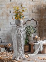 유럽 ​​레트로 벽난로 석고 조각상 로마 기둥 바닥 장식 사격 소품 석고 기둥 조각품 대형 기둥 - 이미지 2