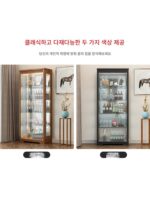 견고한 나무 와인 캐비닛 거실 벽면 찬장 모던 심플 중국식 홈 강화 유리 캐비닛 서재 진열장 - 이미지 3