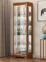 견고한 나무 와인 캐비닛 거실 벽면 찬장 모던 심플 중국식 홈 강화 유리 캐비닛 서재 진열장 - 이미지 5