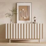 견고한 나무 사이드 캐비닛 크림색 다이닝 사이드 캐비닛 스타일 라이트 럭셔리 수납 캐비닛 모던 심플 화이트 TV 캐비닛 거실 와인 캐비닛 - 이미지 3