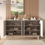 견고한 나무 사이드 캐비닛 크림색 다이닝 사이드 캐비닛 스타일 라이트 럭셔리 수납 캐비닛 모던 심플 화이트 TV 캐비닛 거실 와인 캐비닛 - 이미지 4