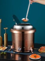 304 스테인리스 스틸 뷔페 단열 전자식 따뜻한 수프 냄비 상업용 전기 따뜻한 죽 수프 냄비 호텔 아침 식사 따뜻한 수프 스토브 - 이미지 3