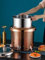 304 스테인리스 스틸 뷔페 단열 전자식 따뜻한 수프 냄비 상업용 전기 따뜻한 죽 수프 냄비 호텔 아침 식사 따뜻한 수프 스토브 - 이미지 4