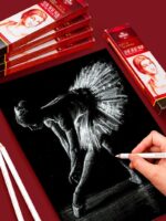 쿨 조이 화이트 숯 하이라이터 화이트 블랙 스케치 연필 브러시 세트 스케치 소프트 카본 컬러 리드 화이트 분필 - 이미지 4