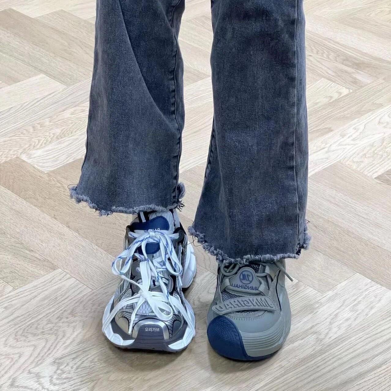 main_703113599030_0 셀러브리티 스타일 니치 디자인 캐주얼 대드 슈즈 여성용 ins 트렌드 2024 봄 신상 두꺼운 밑창 스포츠 슈즈 - 이미지 1