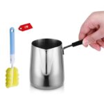 스테인리스 스틸 다기능 설탕 끓이는 우유 냄비 버터 녹이는 냄비 긴 손잡이 커피 꽃 냄비 뜨거운 기름 붓는 유물 - 이미지 5