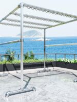 아연 도금 강관 빨래 건조대 바닥 야외 건조 이불 기둥 마당 지붕 야외 방풍 물 파이프 옷걸이