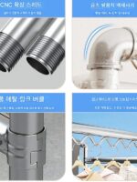 아연 도금 강관 빨래 건조대 바닥 야외 건조 이불 기둥 마당 지붕 야외 방풍 물 파이프 옷걸이 - 이미지 2