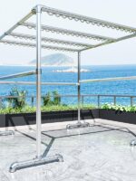 아연 도금 강관 빨래 건조대 바닥 야외 건조 이불 기둥 마당 지붕 야외 방풍 물 파이프 옷걸이 - 이미지 4