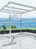 아연 도금 강관 빨래 건조대 바닥 야외 건조 이불 기둥 마당 지붕 야외 방풍 물 파이프 옷걸이 - 이미지 5