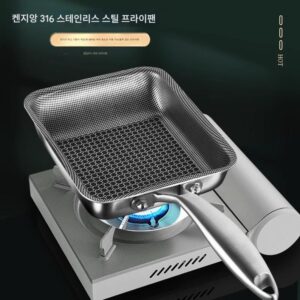 일본 타마고야키 팬 316 스테인리스 스틸 평평한 바닥 작은 프라이팬 노스틱 팬 사각형 프라이팬 오믈렛 팬 두꺼운 계란 프라이팬