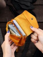 빈티지 핸드메이드 정품 가죽 동전 지갑 소가죽 여성용 카드 홀더 다기능 식물성 태닝 가죽 지갑 남성용 미니 수납 가방