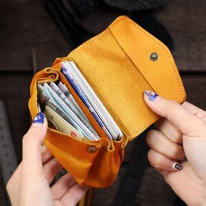 빈티지 핸드메이드 정품 가죽 동전 지갑 소가죽 여성용 카드 홀더 다기능 식물성 태닝 가죽 지갑 남성용 미니 수납 가방