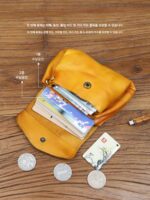 빈티지 핸드메이드 정품 가죽 동전 지갑 소가죽 여성용 카드 홀더 다기능 식물성 태닝 가죽 지갑 남성용 미니 수납 가방 - 이미지 3