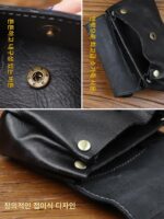 빈티지 핸드메이드 정품 가죽 동전 지갑 소가죽 여성용 카드 홀더 다기능 식물성 태닝 가죽 지갑 남성용 미니 수납 가방 - 이미지 5