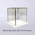 대리석 사각형 유리 커버 장식품 현대 단순 모델 룸 전시장 수공예품 디스플레이 디스플레이 먼지 커버 - 이미지 3