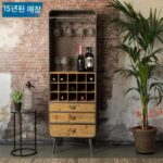 견고한 목재 산업 스타일 와인 캐비닛 보관 캐비닛 높은 발 유리 거꾸로 홈 소형 와인 랙 KTV 바 레드 와인 그리드 캐비닛