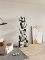 크리에이티브 특수형 웹 셀러브리티 코너 수직 책장 바닥 수납 선반 모던 심플 거실 철제 코너 책장