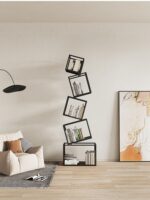 크리에이티브 특수형 웹 셀러브리티 코너 수직 책장 바닥 수납 선반 모던 심플 거실 철제 코너 책장 - 이미지 2