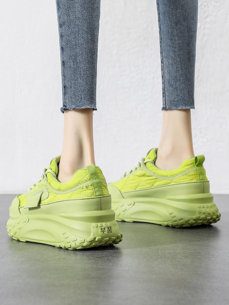 main_707366065977_0-1 두꺼운 밑창의 봄 녹색 통기성 아빠 신발 여성용 2024년 신제품 올매치 경량 포레스트 검프 신발 키 키우기 스포츠 신발 보드 신발 - 이미지 1