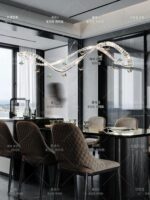 모던 라이트 럭셔리 크리스털 레스토랑 샹들리에 하이엔드 빌라 듀플렉스 거실 디자이너 롱 스트립 아트 리본 램프 - 이미지 2