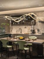 모던 라이트 럭셔리 크리스털 레스토랑 샹들리에 하이엔드 빌라 듀플렉스 거실 디자이너 롱 스트립 아트 리본 램프 - 이미지 5