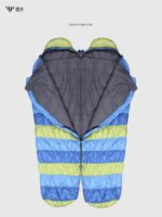 캠프 컬러풀 캐터필러 다운 침낭 성인용 야외 초경량 여름 탄성 따뜻한 여름 캠프 야외 훈련 - 이미지 3