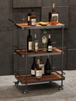 호텔 레스토랑 고급 와인 카트 3단 트롤리 케이크 티 카트 홈 모바일 음식 배달 카트