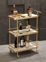 호텔 레스토랑 고급 와인 카트 3단 트롤리 케이크 티 카트 홈 모바일 음식 배달 카트 - 이미지 2