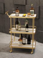 호텔 레스토랑 고급 와인 카트 3단 트롤리 케이크 티 카트 홈 모바일 음식 배달 카트 - 이미지 3