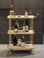 호텔 레스토랑 고급 와인 카트 3단 트롤리 케이크 티 카트 홈 모바일 음식 배달 카트 - 이미지 4