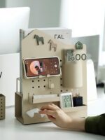 크리에이티브 철제 구멍판 다목적 수납 선반 다크그린 밀크티 다기능 수납 선반 데스크탑 잡화 수납 선반 - 이미지 4