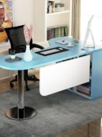 심플 모던 곡선 코너 책상 책장 공부책상 컴퓨터책상 싱글 앵커 책상 병원 치료대