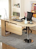 심플 모던 곡선 코너 책상 책장 공부책상 컴퓨터책상 싱글 앵커 책상 병원 치료대 - 이미지 3