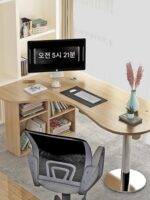 심플 모던 곡선 코너 책상 책장 공부책상 컴퓨터책상 싱글 앵커 책상 병원 치료대 - 이미지 4