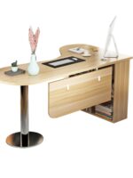 심플 모던 곡선 코너 책상 책장 공부책상 컴퓨터책상 싱글 앵커 책상 병원 치료대 - 이미지 5