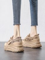 두꺼운 밑창, 가볍고 얇은 여성용 아빠 신발 2024년 봄 신상품 캐주얼 캔버스 포레스트 검프 신발 레트로 소프트 밑창 스포츠 신발