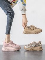 두꺼운 밑창, 가볍고 얇은 여성용 아빠 신발 2024년 봄 신상품 캐주얼 캔버스 포레스트 검프 신발 레트로 소프트 밑창 스포츠 신발 - 이미지 2