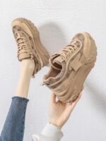 두꺼운 밑창, 가볍고 얇은 여성용 아빠 신발 2024년 봄 신상품 캐주얼 캔버스 포레스트 검프 신발 레트로 소프트 밑창 스포츠 신발 - 이미지 3