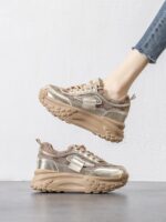 두꺼운 밑창, 가볍고 얇은 여성용 아빠 신발 2024년 봄 신상품 캐주얼 캔버스 포레스트 검프 신발 레트로 소프트 밑창 스포츠 신발 - 이미지 5