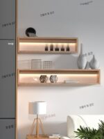 견고한 목재 조명 랙 북유럽 스타일 통나무 벽걸이형 발광 파티션 한 단어 장식 랙 벽걸이형 새로운 중국 스타일 - 이미지 2